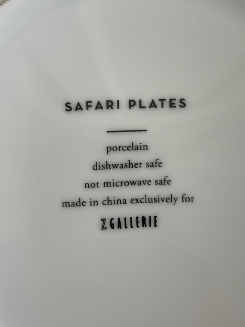 Z Gallerie Safari Animal Print Porcelain Dinner Plates Set of 4 White Gold 7.5” - Picture 7 of 8